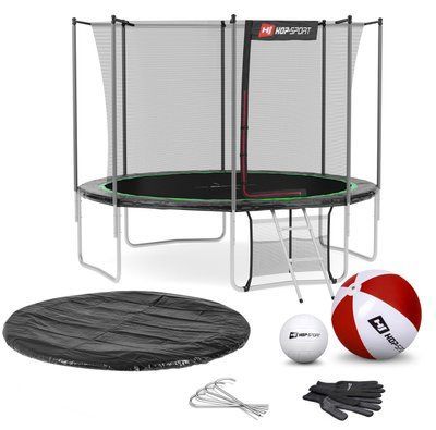 Батут Hop-Sport 12ft (366см) чорно-зелений з внутрішньою сіткою H-5902308222038 фото