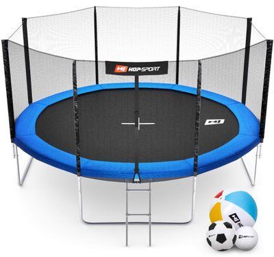 Батут Hop-Sport 14ft (427см) синий с наружной сеткой H-5906190237781 фото