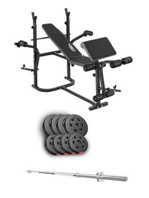 Набор Hop-Sport Premium 39 кг со скамейкой TX-020 и штангой H-00-G00000228 фото