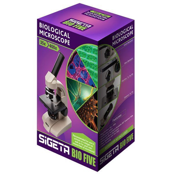 Мікроскоп SIGETA BIO FIVE 35x-400x OPT-65227 фото