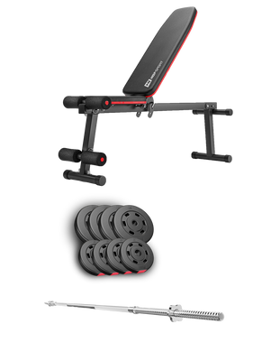 Набор Hop-Sport Premium 39 кг со скамьей HS-1010 Pro и штангой H-00-G00000212 фото