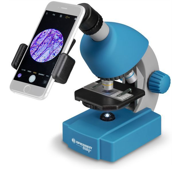 Мікроскоп Bresser Junior 40x-640x Blue з набором для дослідів та адаптером для смартфона (8851300WXH000) 923892 фото