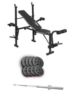 Набор Hop-Sport Premium 39 кг со скамейкой TX-055 и штангой H-00-G00000230 фото