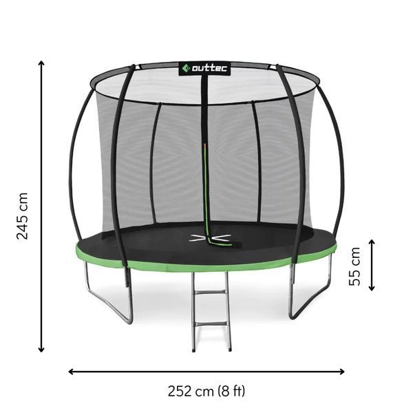 Батут Outtec Premium 8ft (252см) черно-зеленый с внутренней сеткой H-5907766665830 фото