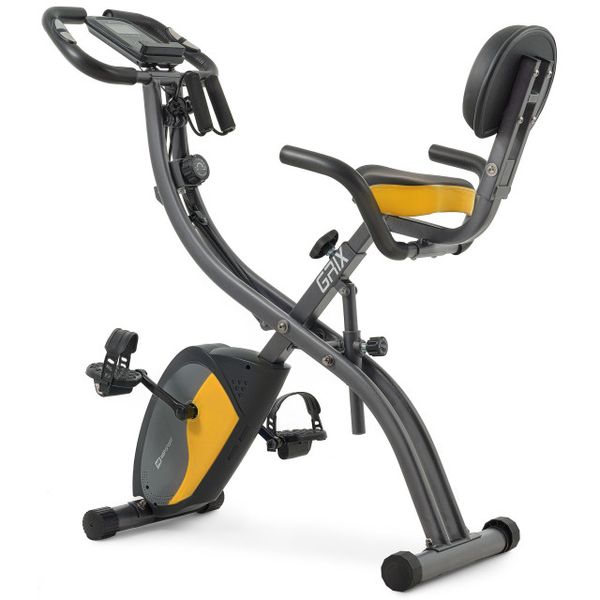 Велотренажер магнитный Hop-Sport HS-3010X Grix X-Bike с эспандерами серо-желтый H-5902308228801 фото