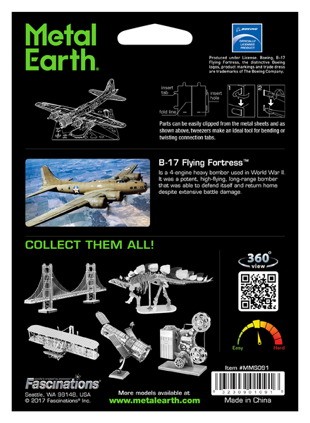 Металевий 3D конструктор "Бомбардувальник B-17 Flying Fortress" TP-3679 фото